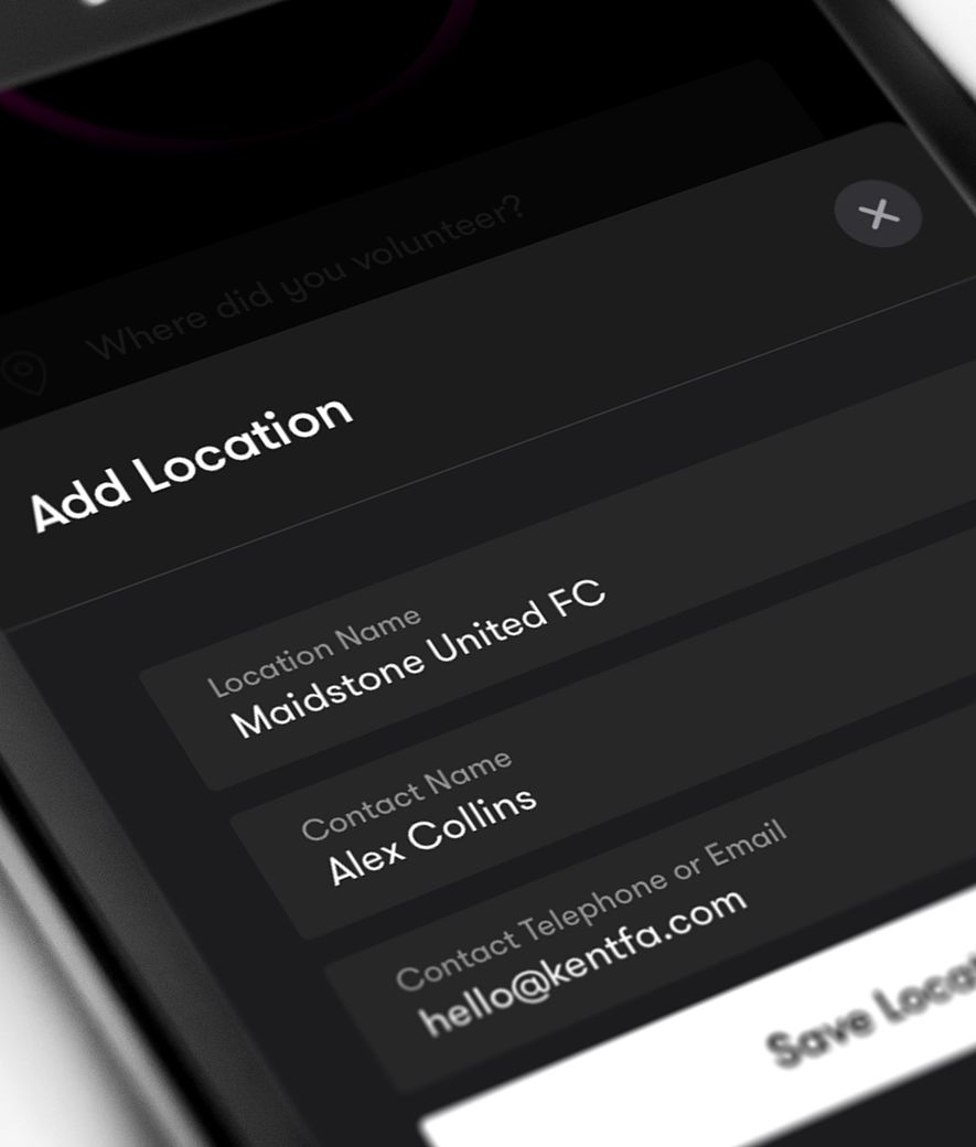 Kent FA Mobile App Adding Volunteering Location